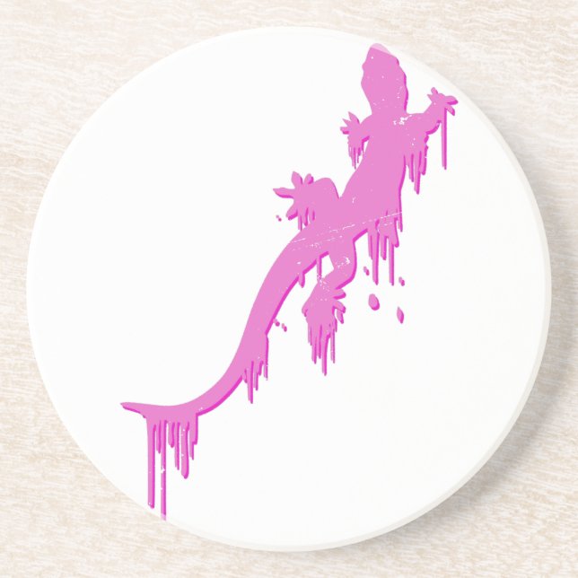 Pinksalamander mit farbenfrohen Tropfen Getränkeuntersetzer (Vorne)