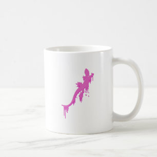 Pinksalamander mit farbenfrohen Tropfen Kaffeetasse