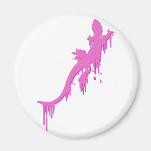 Pinksalamander mit farbenfrohen Tropfen Magnet
