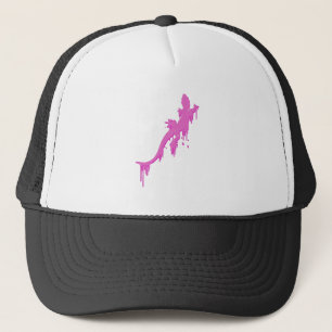 Pinksalamander mit farbenfrohen Tropfen Truckerkappe