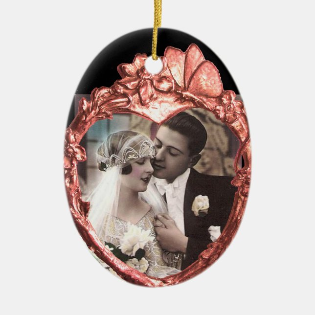 PINKTASTE UND BLUME HERZFOTOVORLAGE KERAMIKORNAMENT (Vorne)