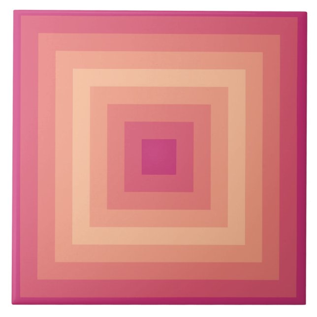 Pinky Arrow Fuzzy Peach Squares Keramik Tile Fliese (Vorderseite)