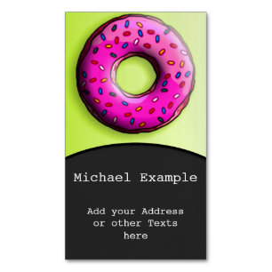 Pinky Donut mit bunten Sprinklen + Ihre Ideen Magnetische Visitenkarte