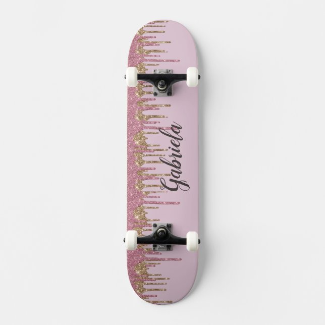 Pinky Glitzer Skateboard (Vorderseite)