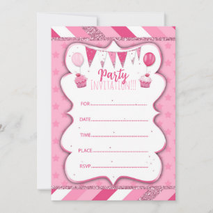 Pinky Party-Einladung zum handschriftlichen Ausfül Einladung