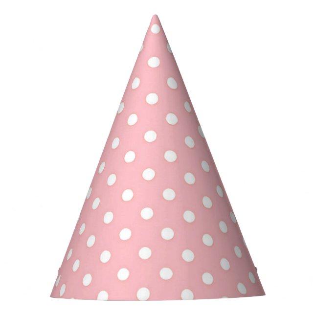 Pinky Pink White Dots Party Hat Partyhütchen (Vorderseite)