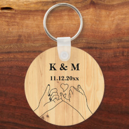 Pinky Promise Custom Couple Monogramm und Datum Schlüsselanhänger