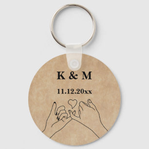 Pinky Promise Custom Couple Monogramm und Datum Schlüsselanhänger