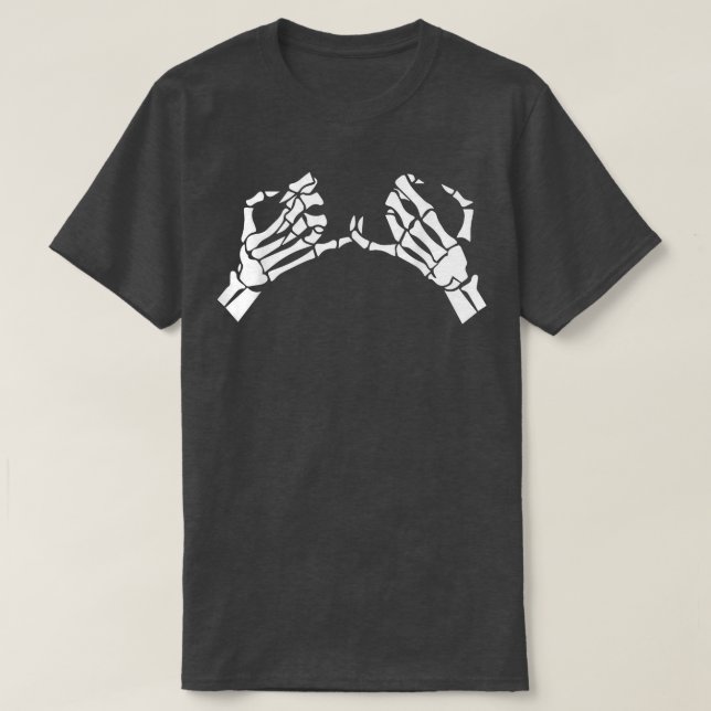 Pinky Promise Hands Skeleton Hands Liebe Couple Va T-Shirt (Design vorne)