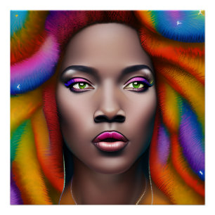 Pinky Queen Rainbow Niedlich Black Melanin Afro Poster