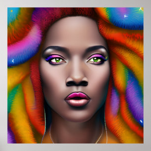 Pinky Queen Rainbow Niedlich Black Melanin Afro Poster