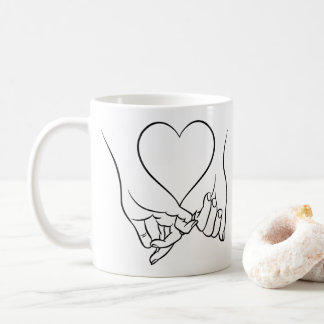Pinky Swear & Heart Line Art Design Kaffeetasse