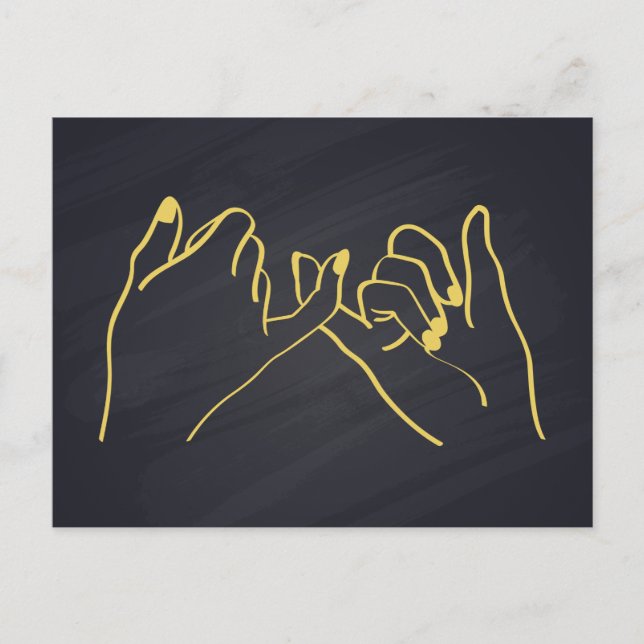 Pinky Sweet Line Art Printing, Hands Line Art Postkarte (Vorderseite)