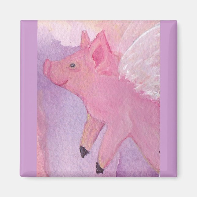 Pinky the Flying Pig Square Magnet (Vorne)