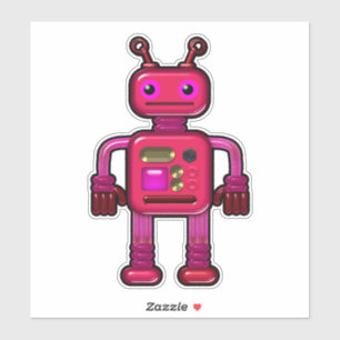 Pinky the Whimsical Pink Robot Niedlich Aufkleber