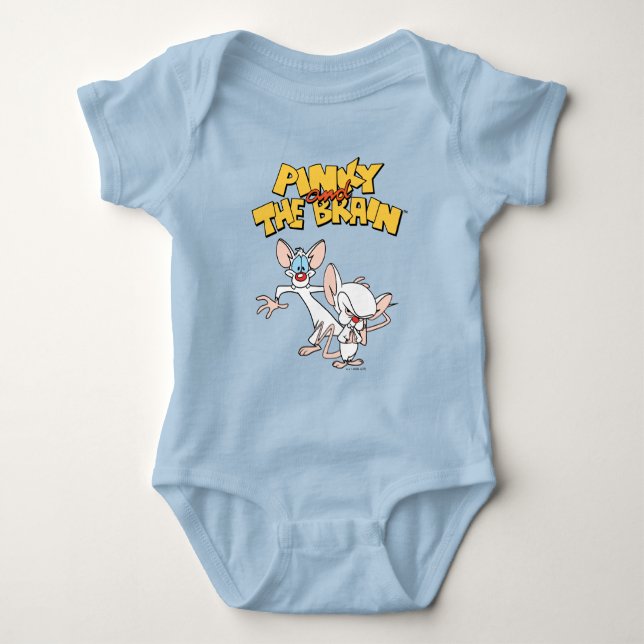 Pinky und das Gehirn | Logo anzeigen Baby Strampler (Vorderseite)