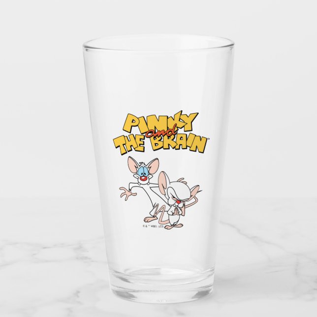 Pinky und das Gehirn | Logo anzeigen Glas (Vorderseite)