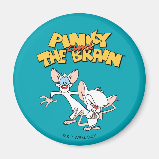 Pinky und das Gehirn | Logo anzeigen Magnet (Vorne)