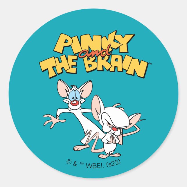 Pinky und das Gehirn | Logo anzeigen Runder Aufkleber (Vorderseite)