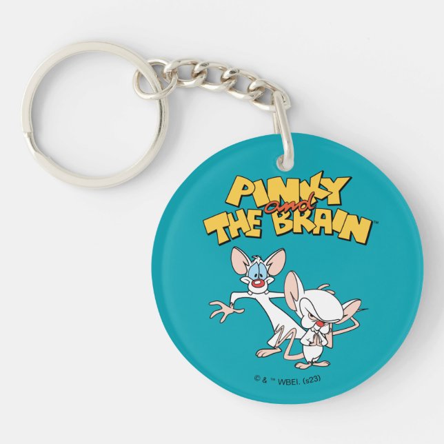 Pinky und das Gehirn | Logo anzeigen Schlüsselanhänger (Vorderseite)