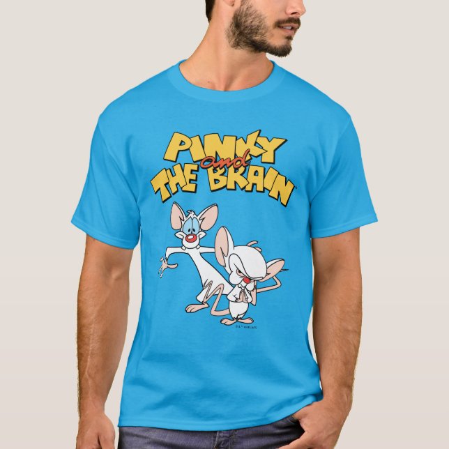 Pinky und das Gehirn | Logo anzeigen T-Shirt (Vorderseite)