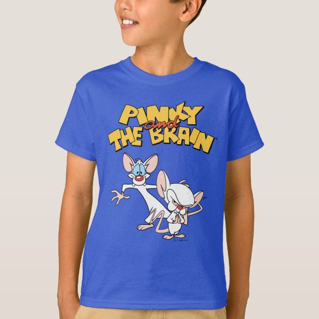 Pinky und das Gehirn | Logo anzeigen T-Shirt (Vorderseite)