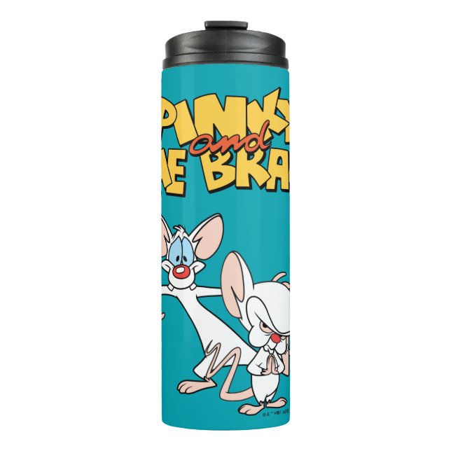 Pinky und das Gehirn | Logo anzeigen Thermosbecher (Vorderseite)