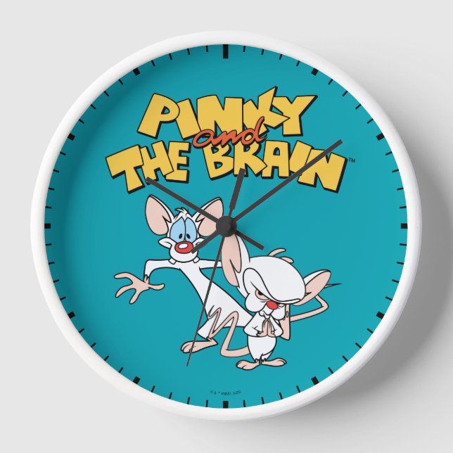Pinky und das Gehirn | Logo anzeigen Uhr (Vorderseite)