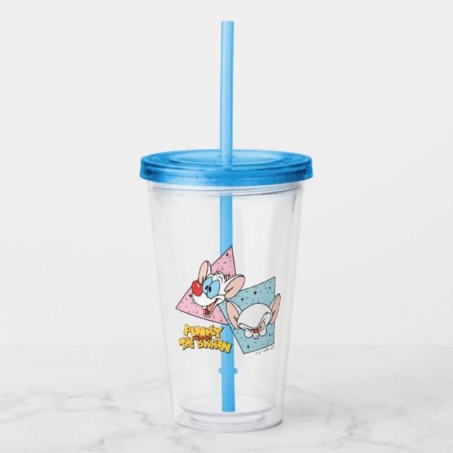 Pinky und das Gehirn | Retro-Zeichengrafiken Acryltrinkbecher (Vorderseite)