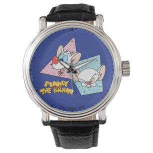 Pinky und das Gehirn Retro-Zeichengrafiken Armbanduhr