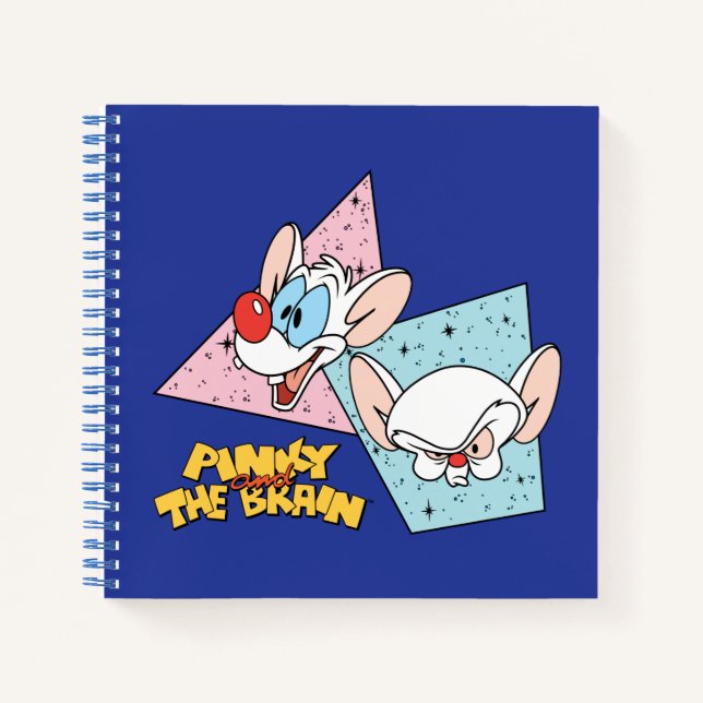 Pinky und das Gehirn | Retro-Zeichengrafiken Notizbuch (Vorderseite)