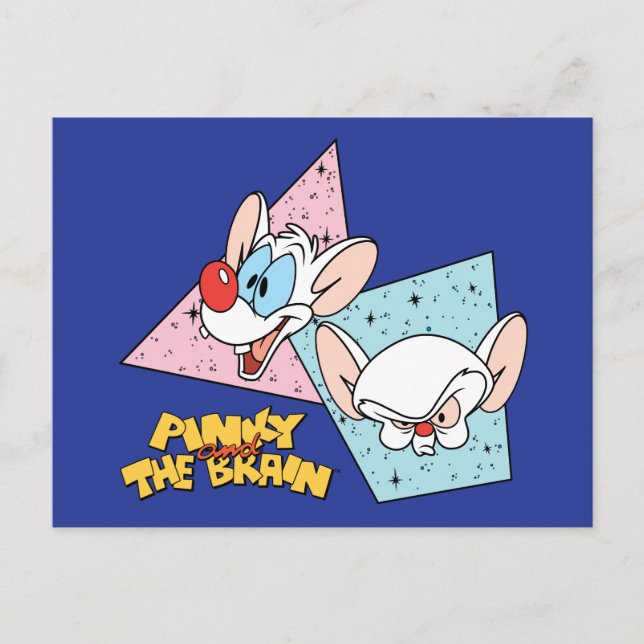 Pinky und das Gehirn | Retro-Zeichengrafiken Postkarte (Vorderseite)