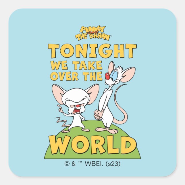 Pinky und das Gehirn | Übernehmen Sie die Welt Quadratischer Aufkleber (Vorderseite)