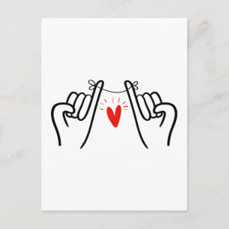 Pinky-Versprechen, Handdruck, Kunstdrucke Postkarte