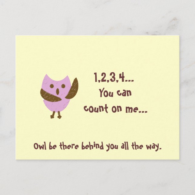 Pinkyowl, 1,2,3,4... Du kannst dich auf mich verla Postkarte (Vorderseite)