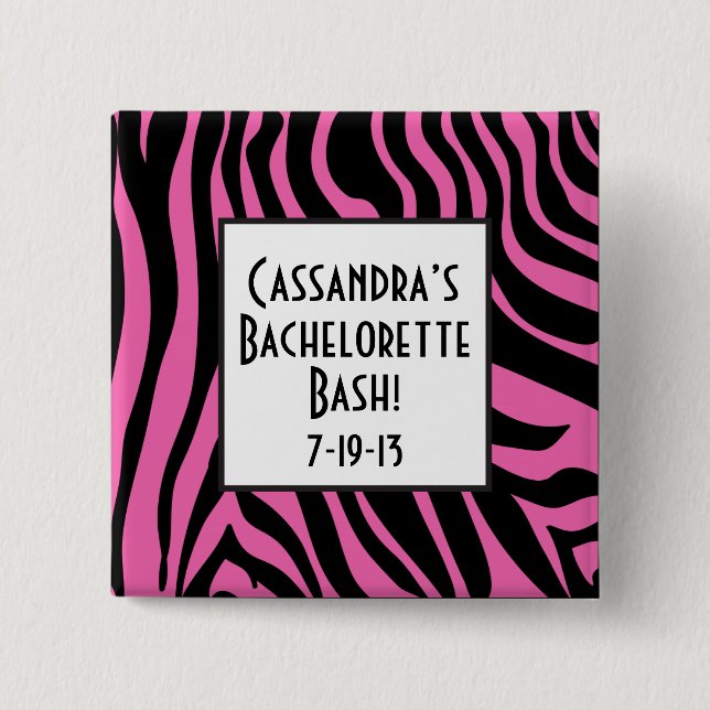 PinkZebra Bachelorette Knopf Button (Vorderseite)