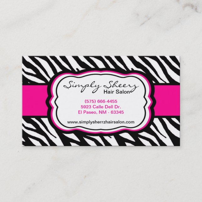 Pinkzebra-Druck-Friseursalon-Visitenkarte Visitenkarte (Vorderseite)