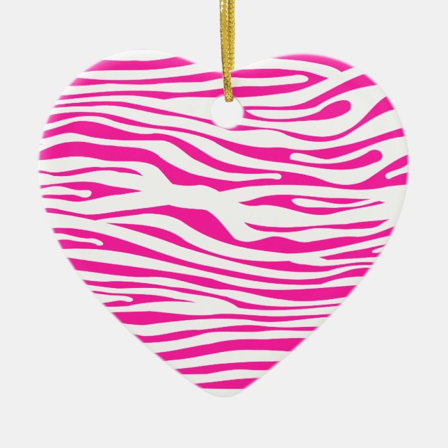 PinkZebrastreifen-Muster-Tierdruck Keramikornament (Vorne)
