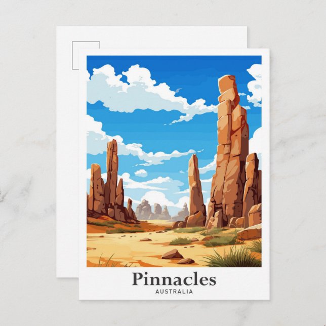 Pinnacles Australia Travel Potrait Illustration Postkarte (Vorne/Hinten)