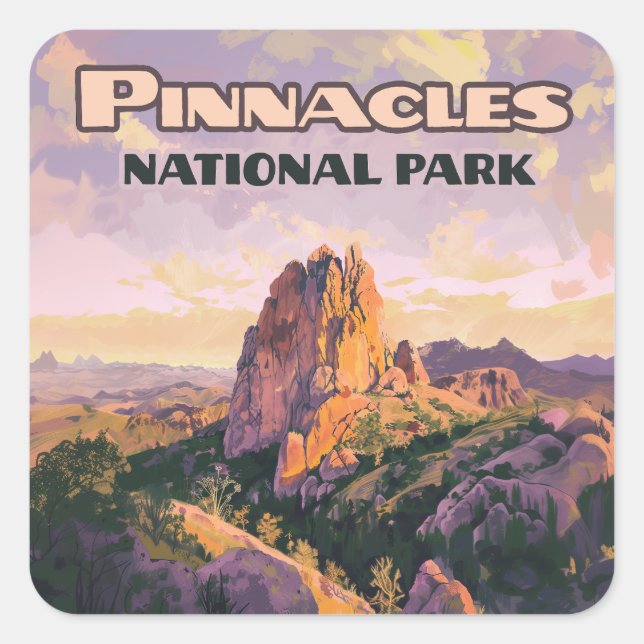 Pinnacles National Park Buttes California Quadratischer Aufkleber (Vorderseite)