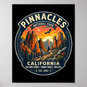 Pinnacles Nationalpark Kalifornien Retro-Wandern Poster