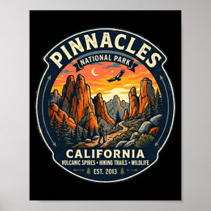 Pinnacles-Nationalpark Kalifornien Retro-Wandern Poster