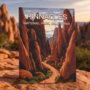 Pinnacles-Nationalpark Kalifornien Vintage Retro Postkarte