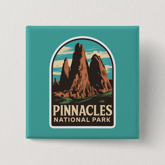 Pinnacles Nationalpark Reisemblem Button (Vorderseite)
