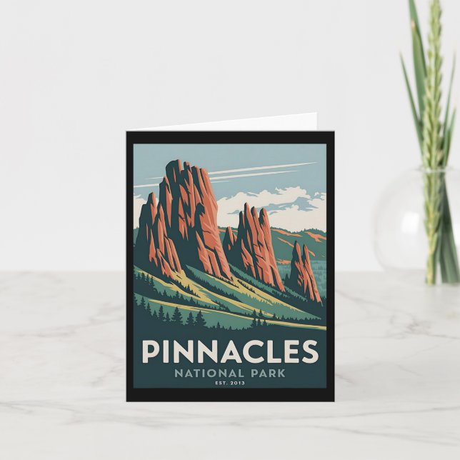 Pinnacles Nationalpark Vintages Camping Wandern Karte (Vorderseite)