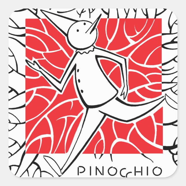 Pinocchio-Aufkleber Quadratischer Aufkleber (Vorderseite)