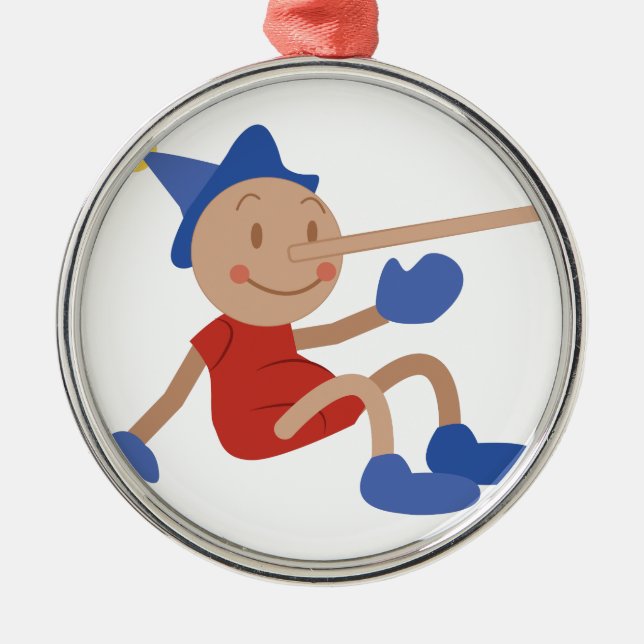 Pinocchio Silbernes Ornament (Vorne)