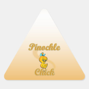 Pinochle Chick Dreieckiger Aufkleber