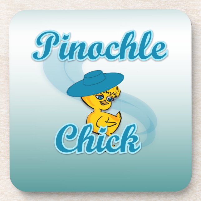 Pinochle Chick Getränkeuntersetzer (Vorderseite)