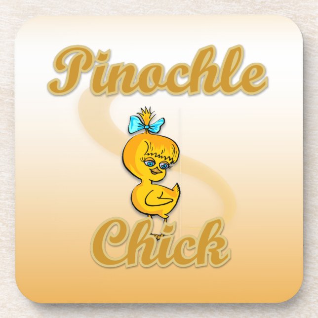 Pinochle Chick Getränkeuntersetzer (Vorderseite)